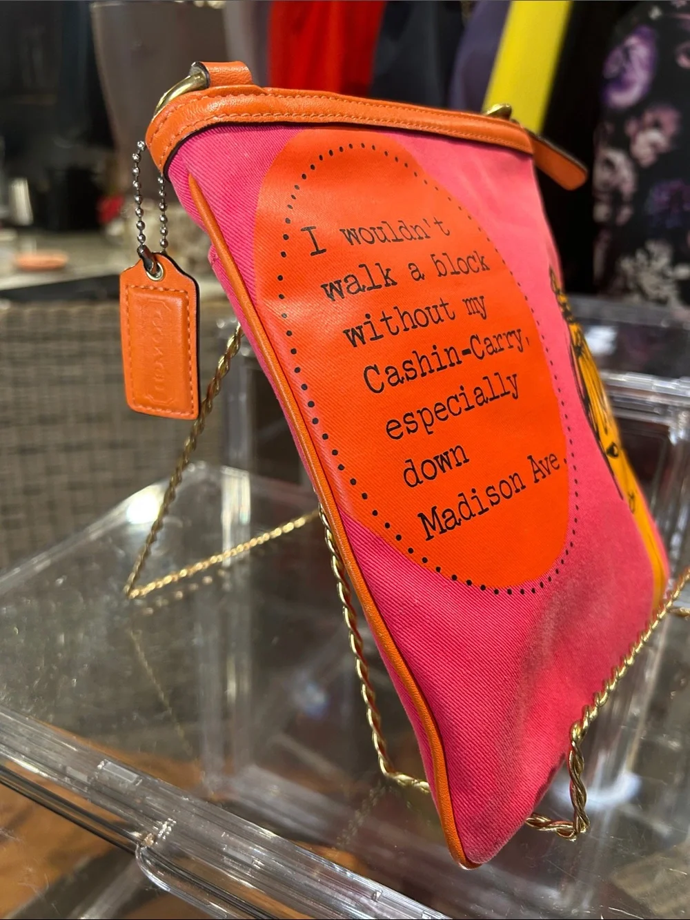 Coach Bonnie Cashin-Carry Kisslock Coin Pocket 08” 7.5”x 8.5” Magenta Orange EUC